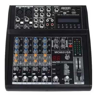 Imagen de Consola Mixer 6 Canales Usb Sd Efectos Sonido Moon Mc602usb